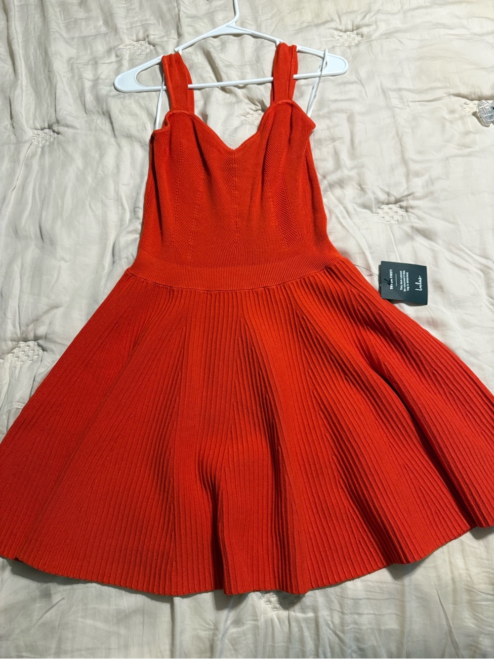 Lulu's Bright Orange Ribbed Sleeveless Dress